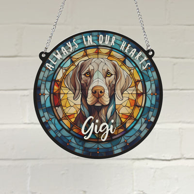 Weimaraner Memorial Stained Glass Effect Suncatcher