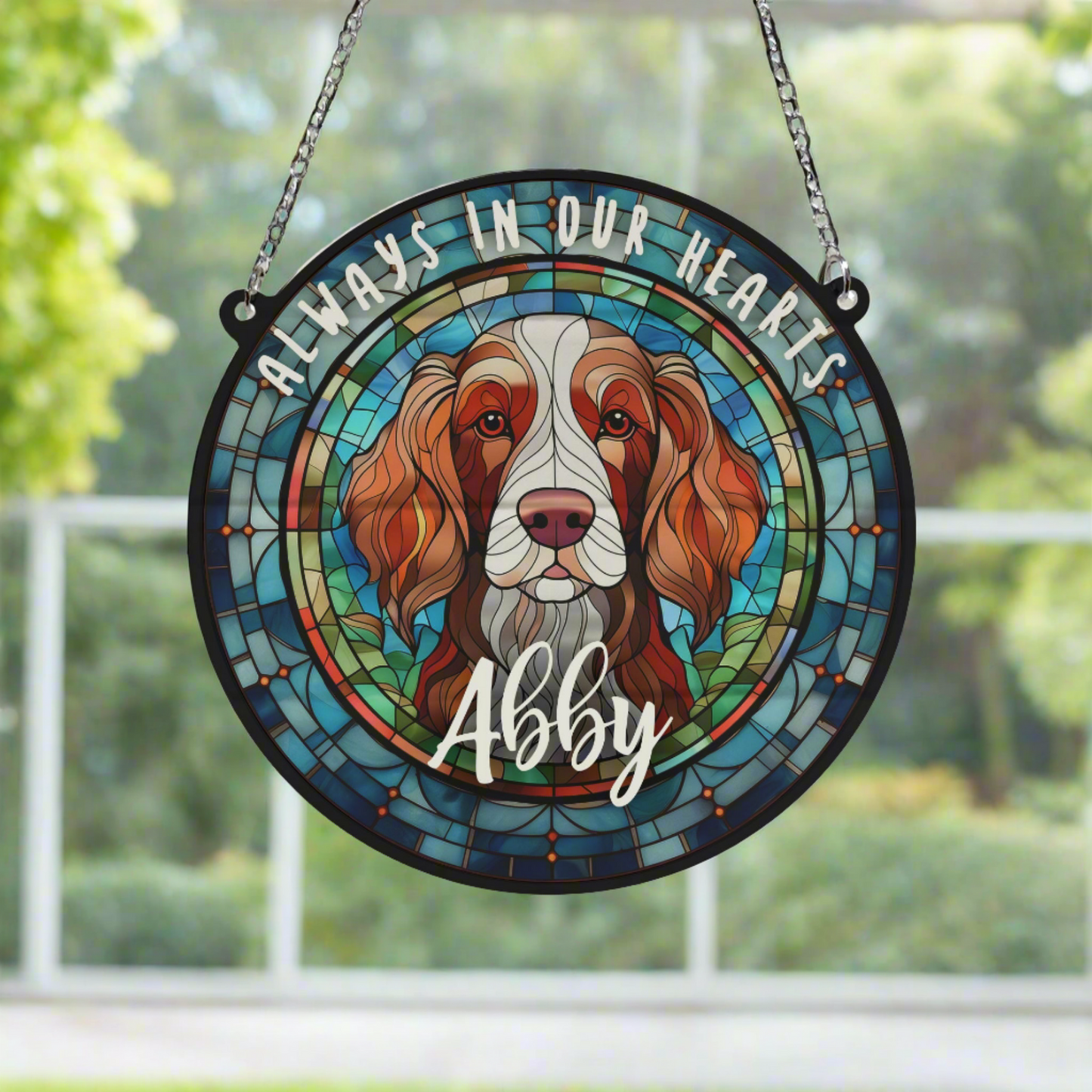 Welsh Springer Memorial Stained Glass Effect Suncatcher