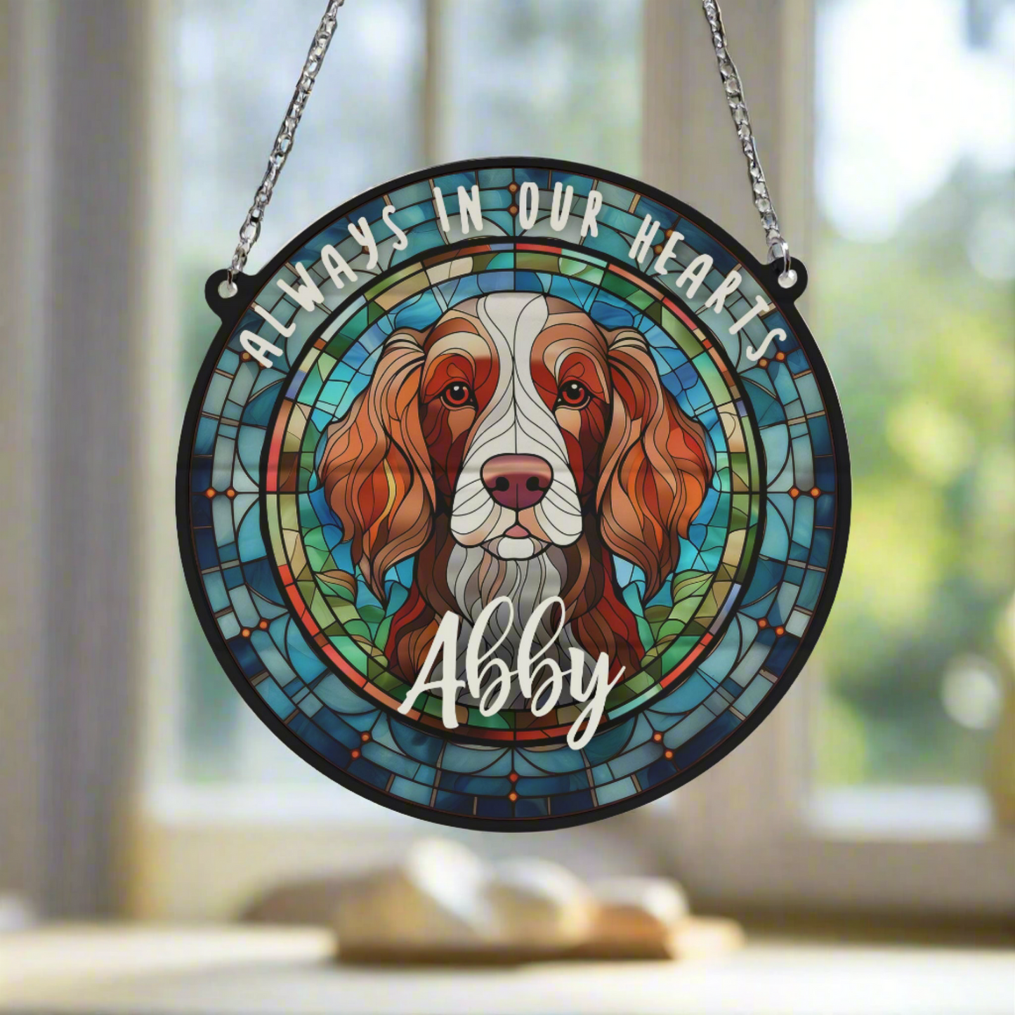 Welsh Springer Memorial Stained Glass Effect Suncatcher