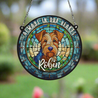 Welsh Terrier Memorial Stained Glass Effect Suncatcher