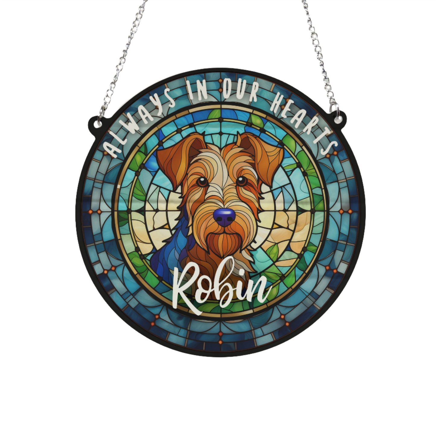 Welsh Terrier Memorial Stained Glass Effect Suncatcher