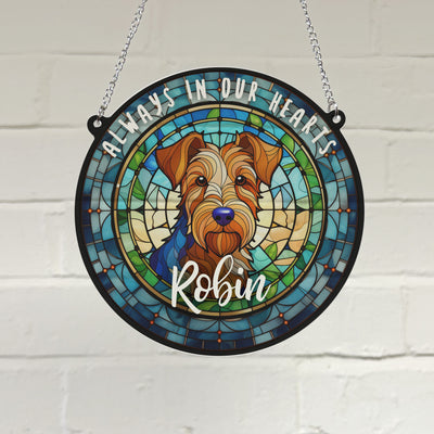 Welsh Terrier Memorial Stained Glass Effect Suncatcher