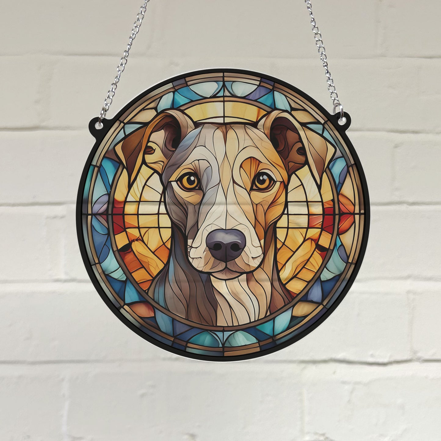 Whippet Stained Glass Effect Suncatcher