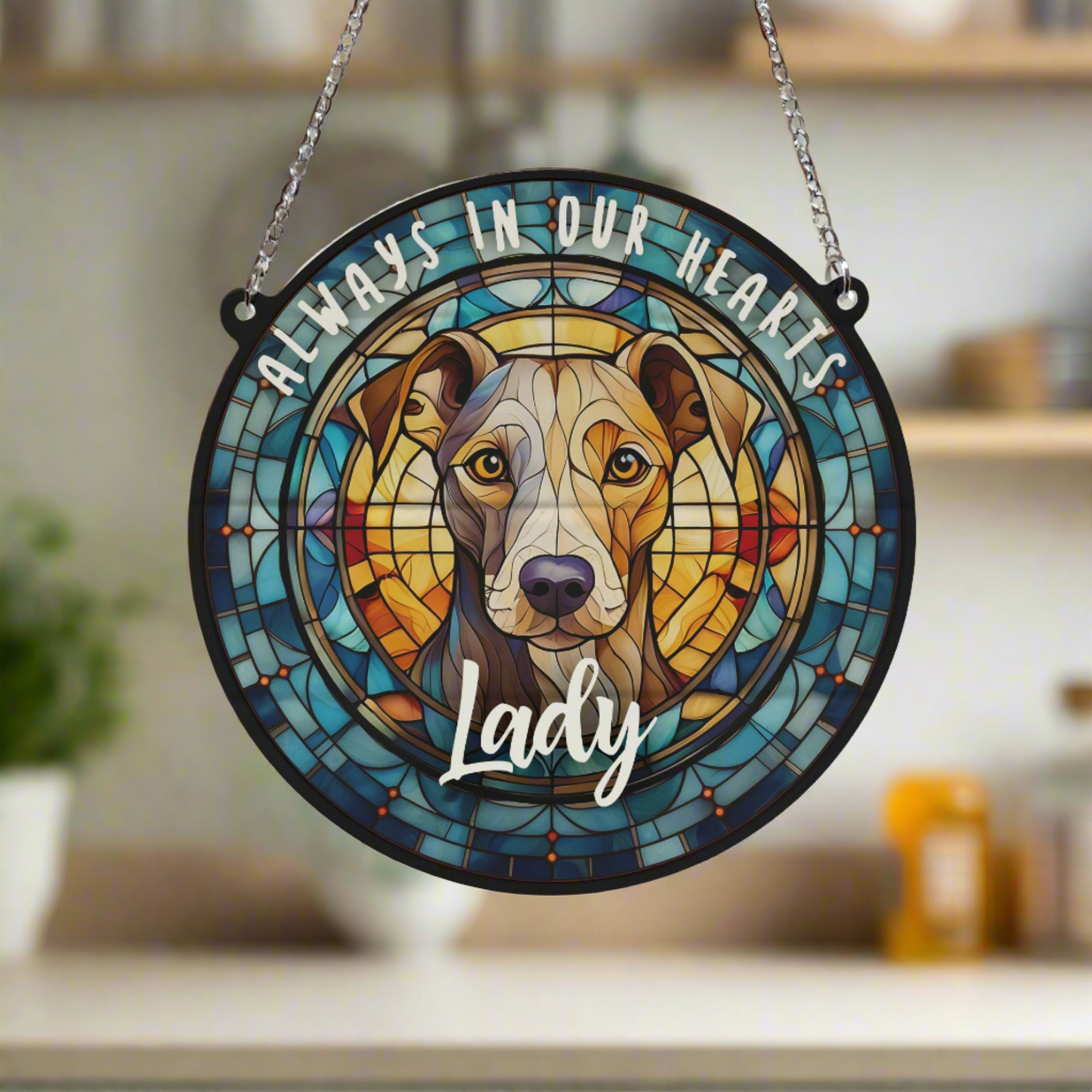 Whippet Memorial Stained Glass Effect Suncatcher