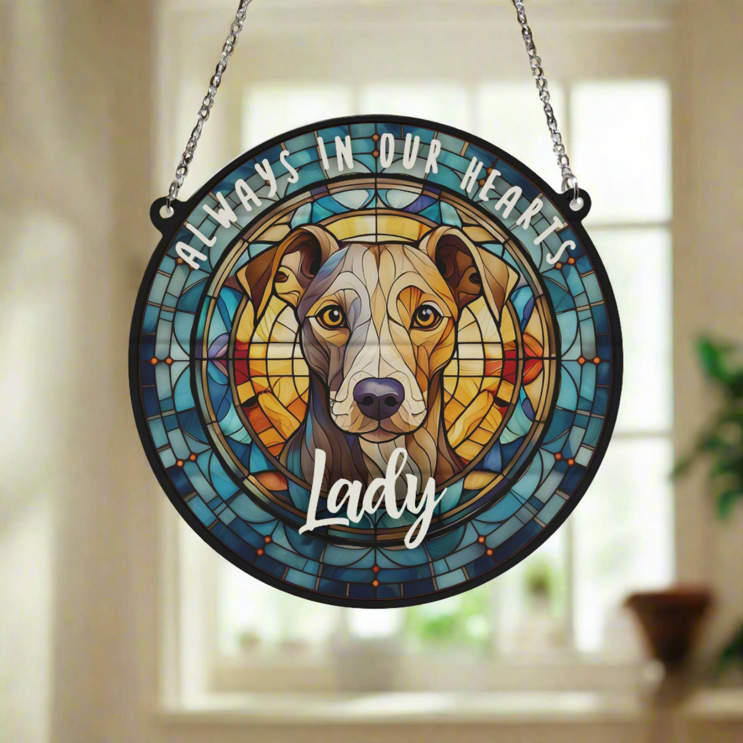 Whippet Memorial Stained Glass Effect Suncatcher