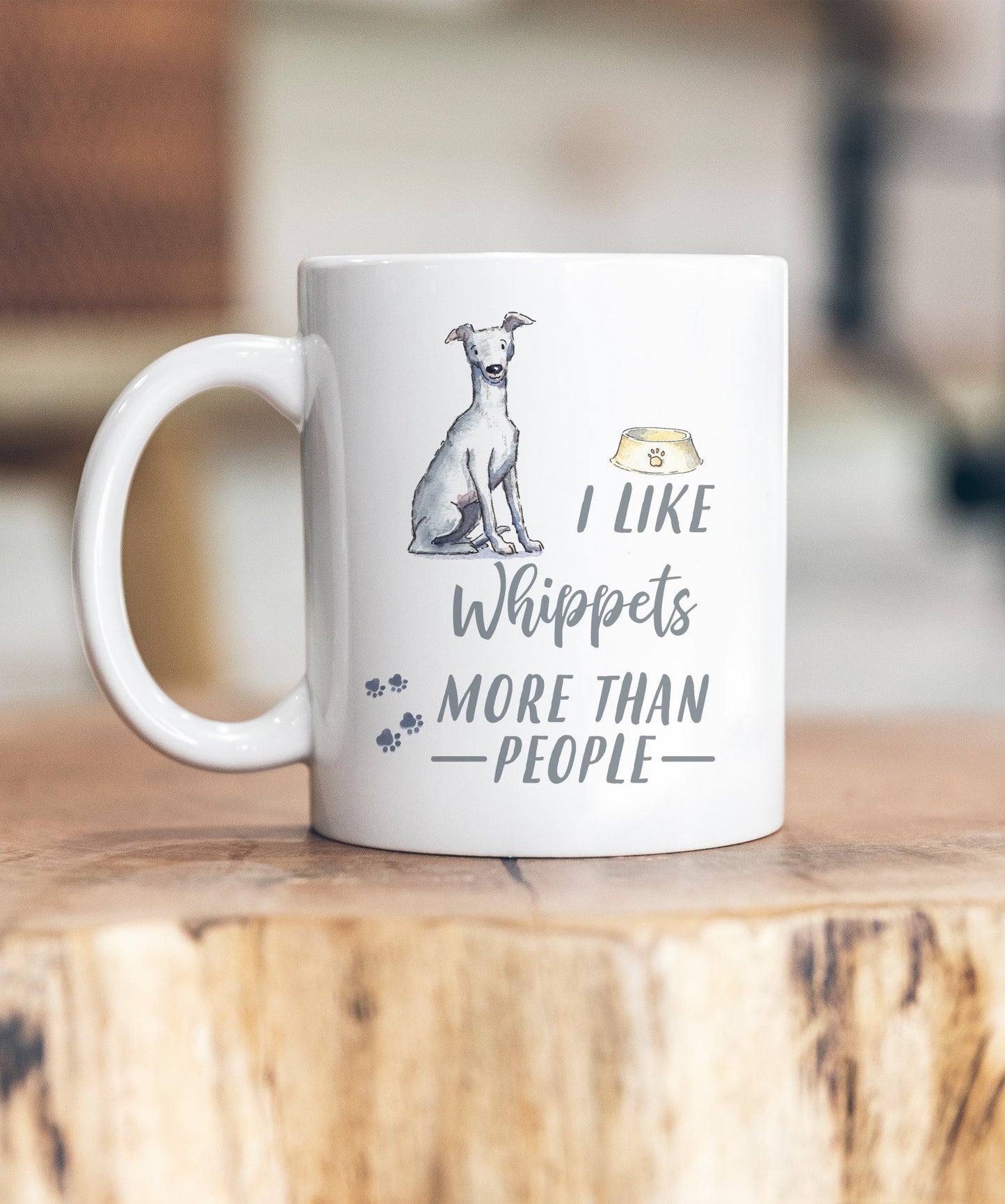 I Like Dogs More Than People Whippet Grey Ceramic Mug