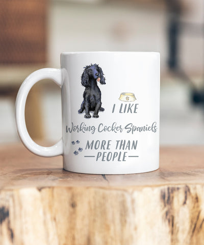 I Like Dogs More Than People Cocker (Working) Black Ceramic Mug