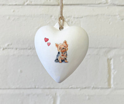 Yorkshire Terrier Ceramic Heart Bauble