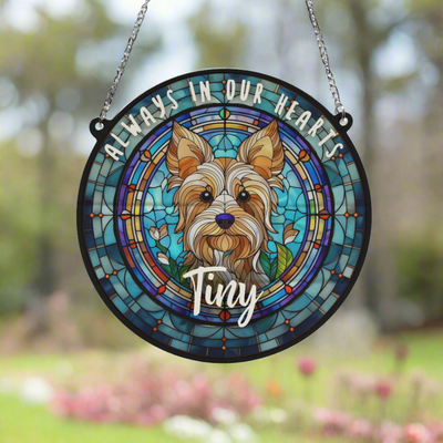 Yorkshire Terrier Memorial Stained Glass Effect Suncatcher