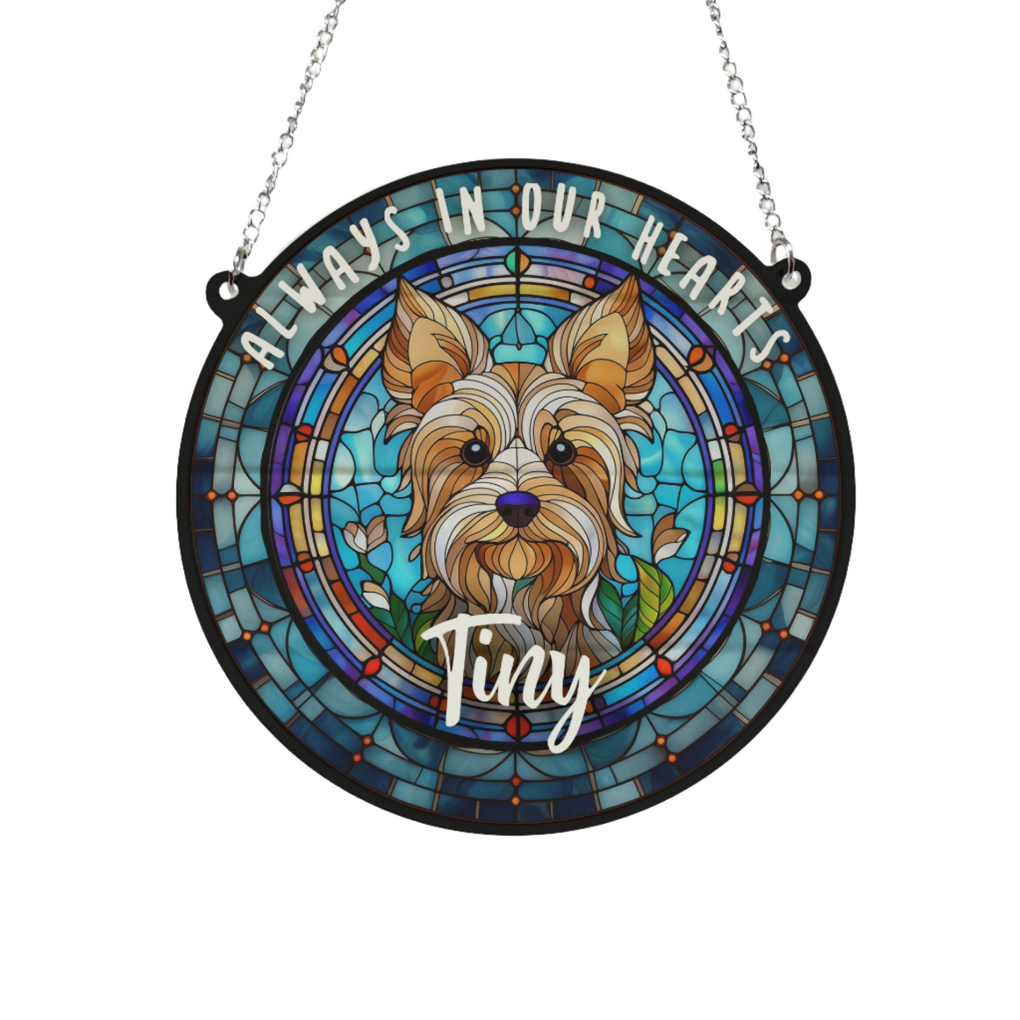 Yorkshire Terrier Memorial Stained Glass Effect Suncatcher