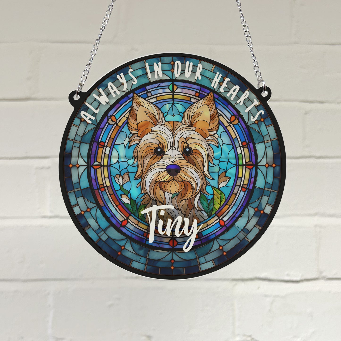 Yorkshire Terrier Memorial Stained Glass Effect Suncatcher