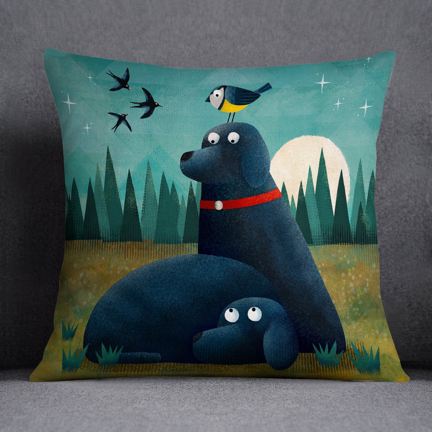 Black Labs and Diedre - Labradorable Art Cushion