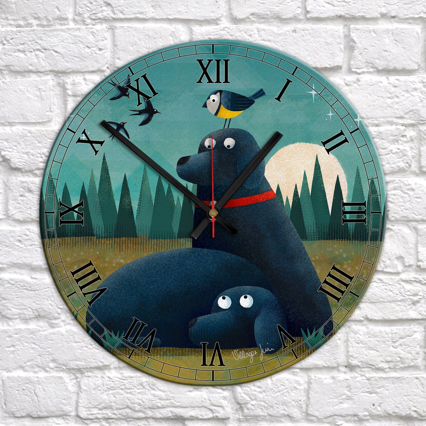 Black Labs and Diedre - Labradorable Art Clock