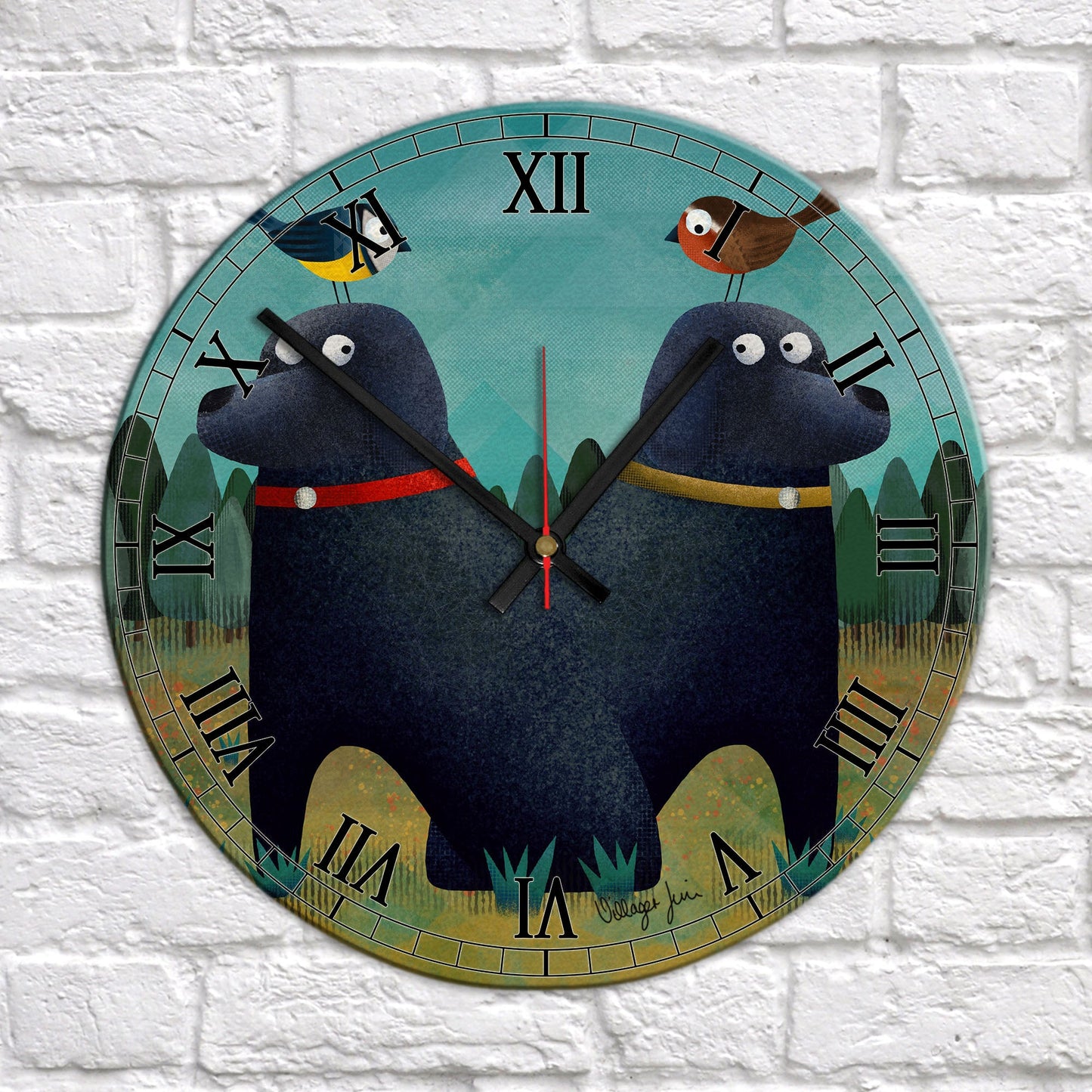 Two Black Labs - Labradorable Art Clock