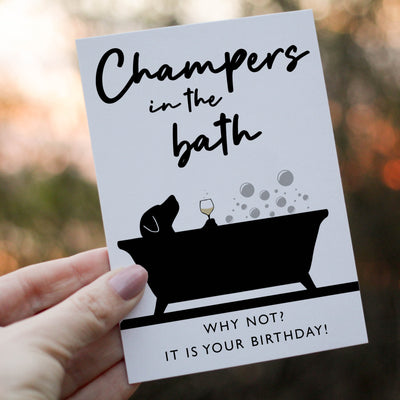 Champers in the bath - Labradorable Card