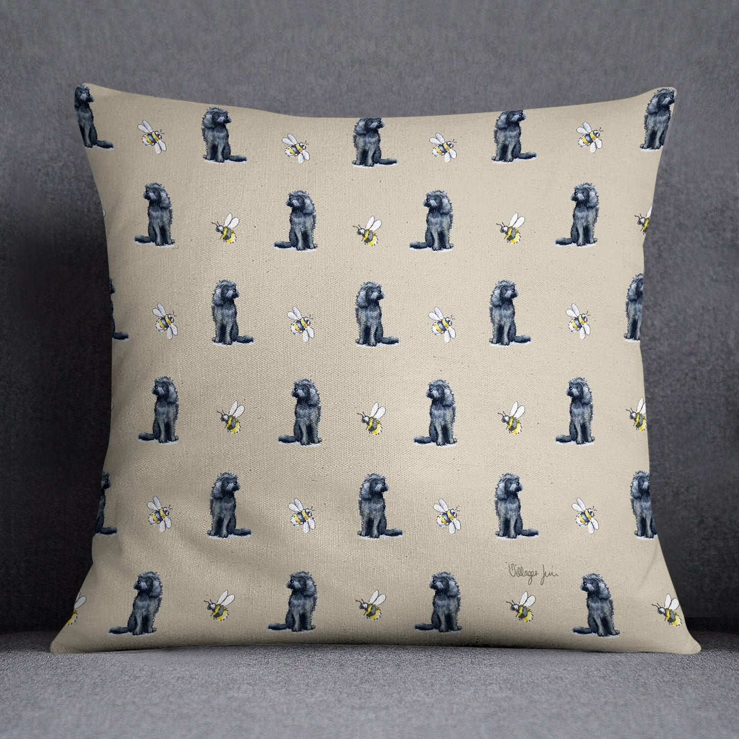 Cockapoo Black and Bee Cushion