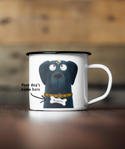 Black Labrador & Bumble Bee - Personalised Pooch Art Enamel Mug