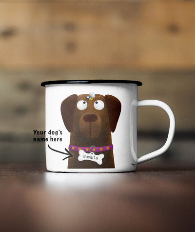 Chocolate Labrador & Bumble Bee - Personalised Pooch Art Enamel Mug