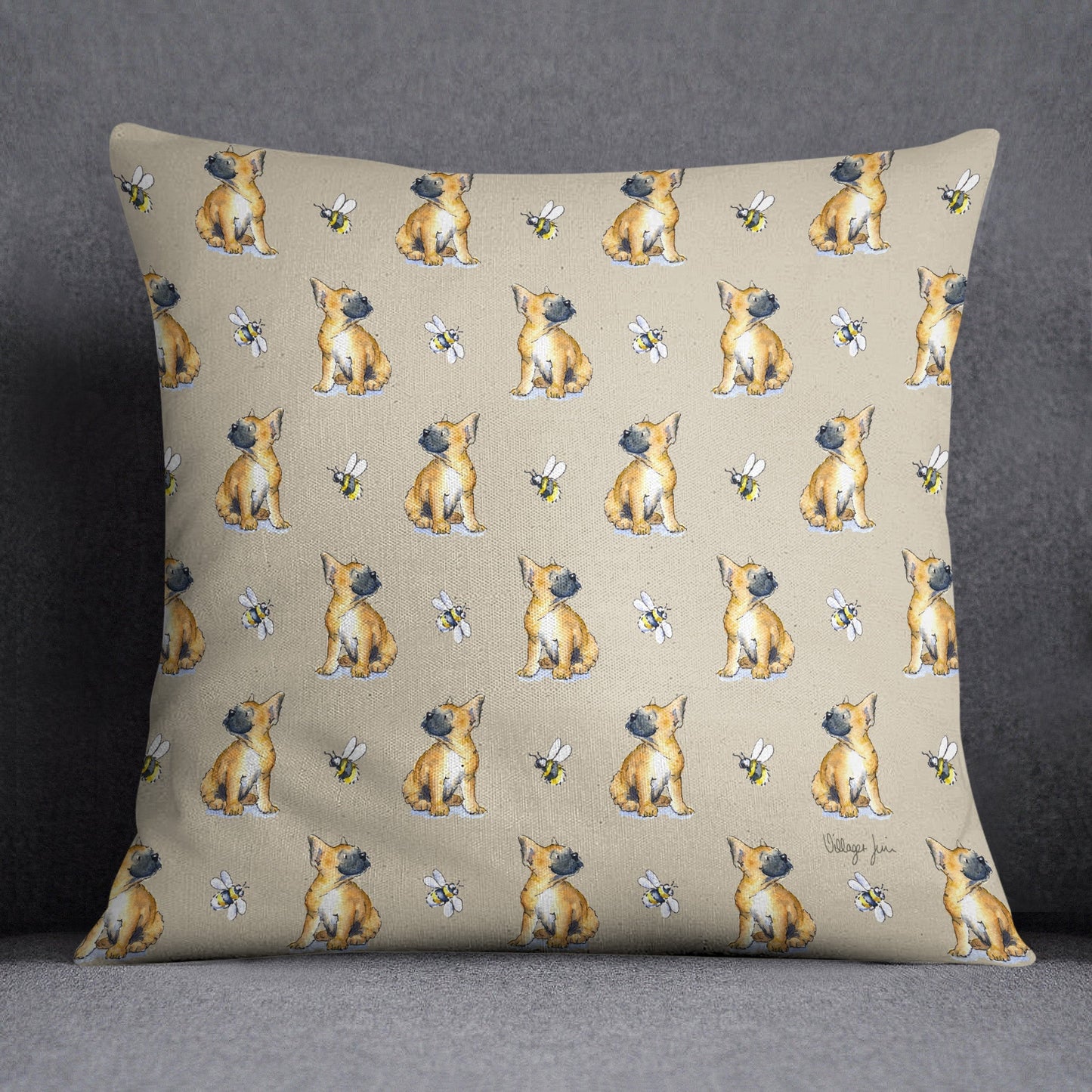 Frenchie and Bee Cushion