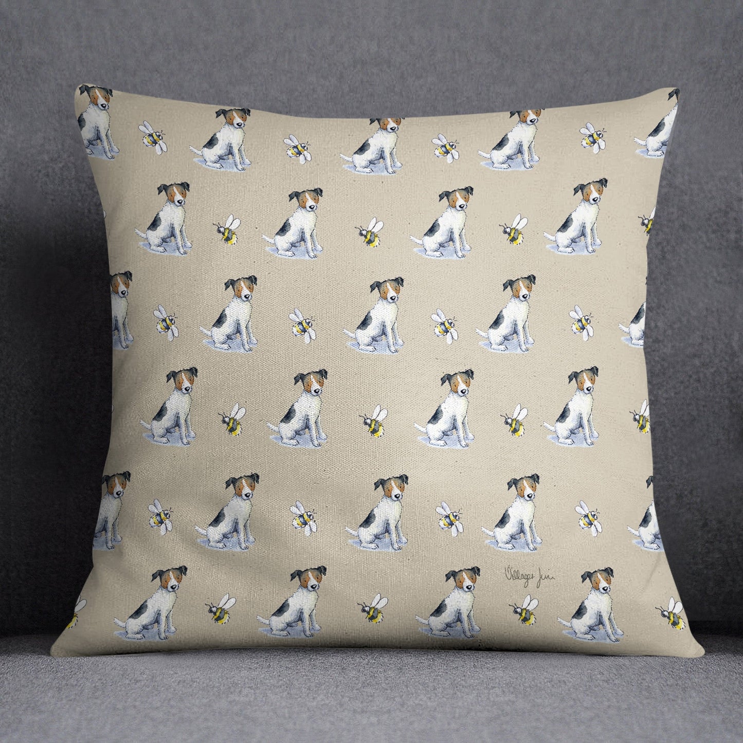 Jack Russell and Bee Cushion