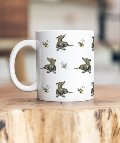 Lurcher and Bee Ceramic Mug