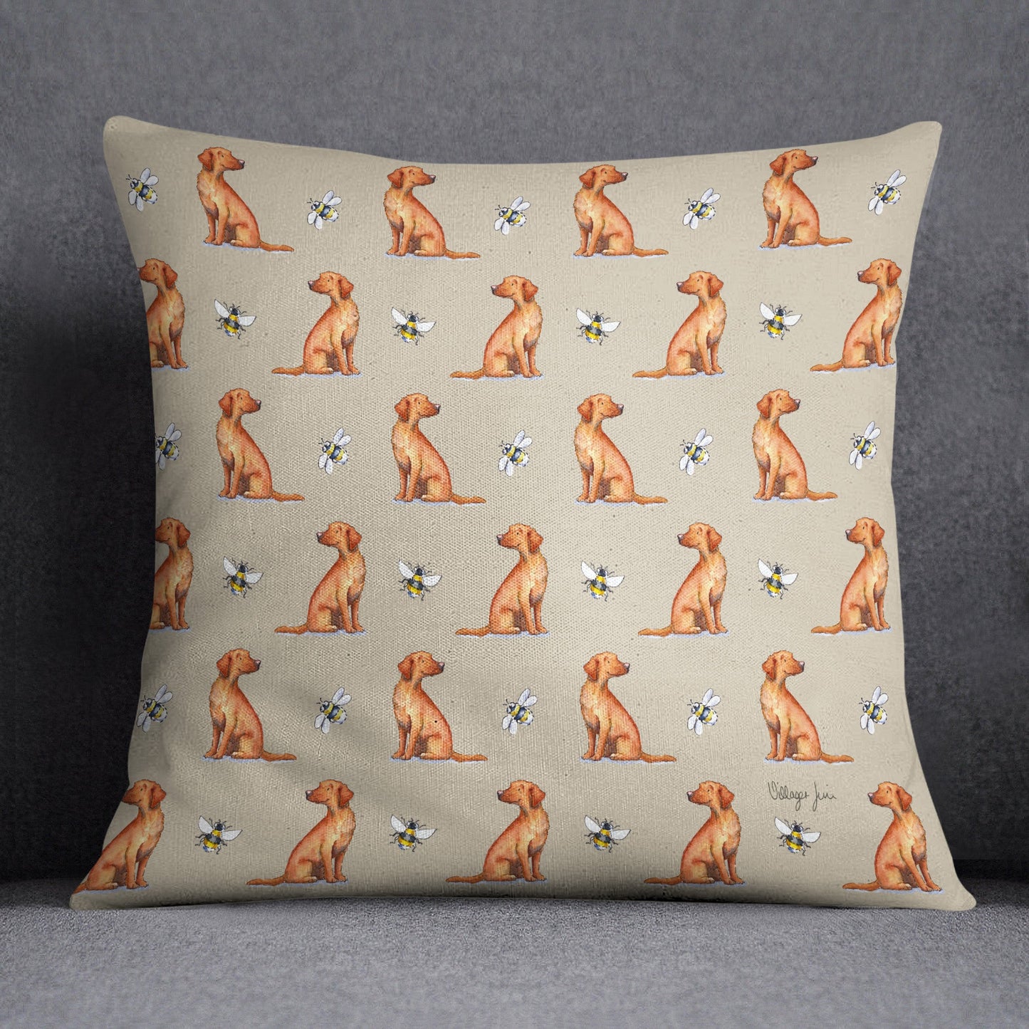 Fox Red Labrador and Bee Cushion