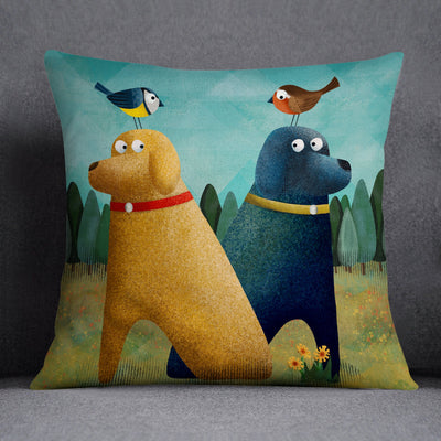 Sitting in Jims Garden - Labradorable Art Cushion