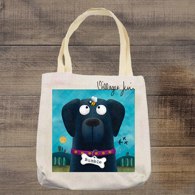 Black Labrador & Bumble Bee - Personalised Pooch Tote Bag