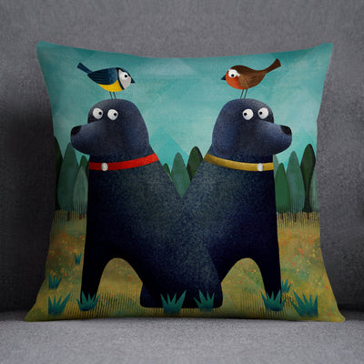 Two Black Labs - Labradorable Art Cushion