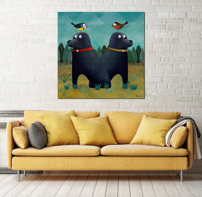 Two Black Labs - Labradorable Art Canvas