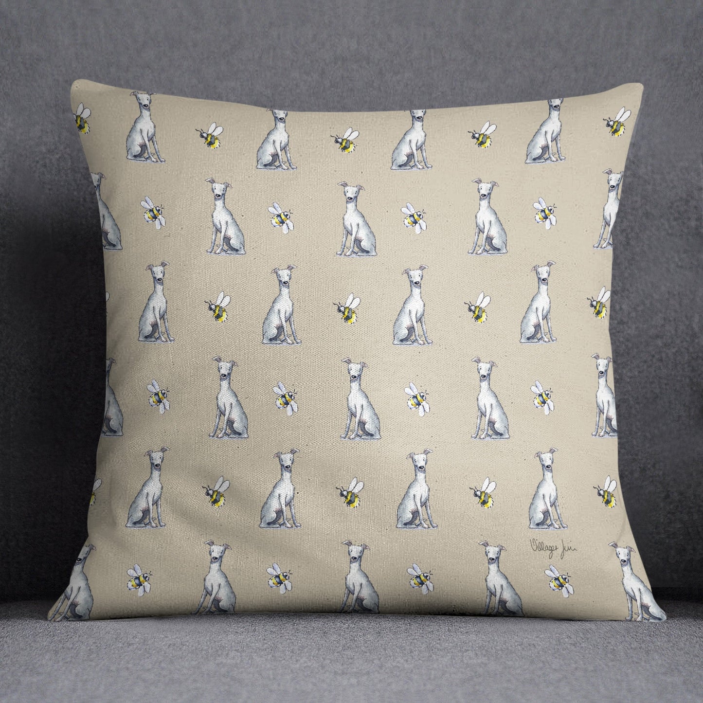 Whippet and Bee Cushion